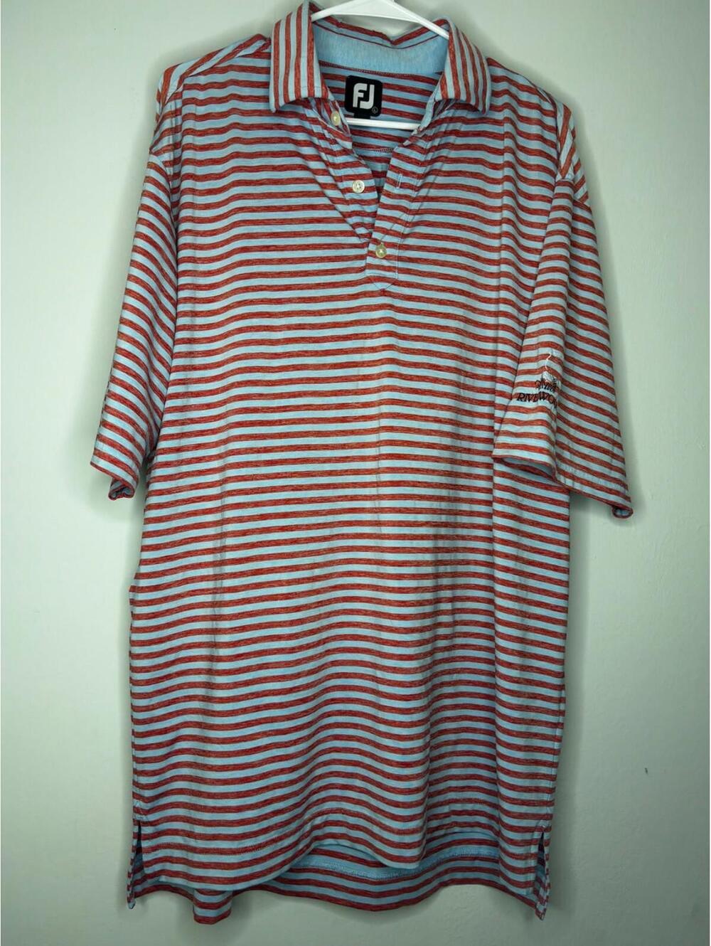 Footjoy FJ Red Striped Polo Shirt Men's Sz Large